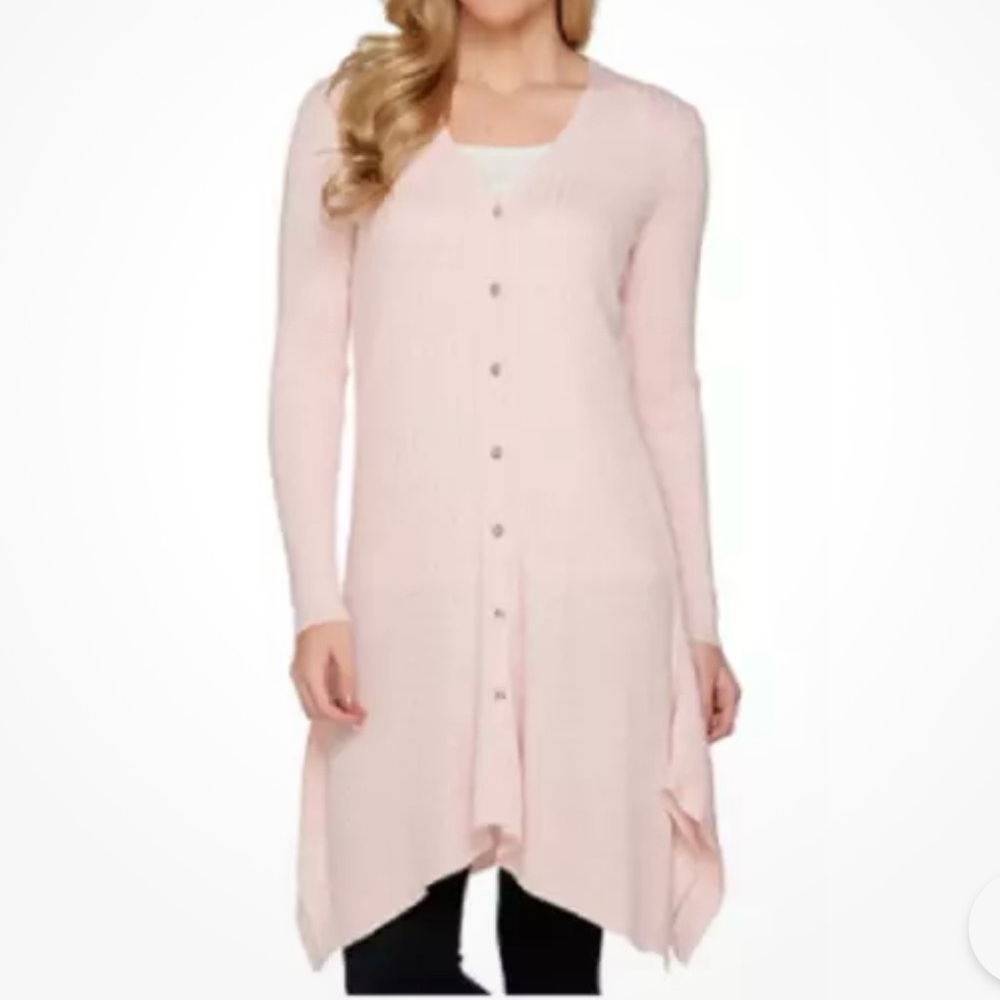 H by Halston ribbed V neck buttoned cardigan